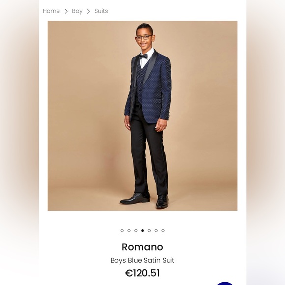 Boys Blue and Black Satin Suit - Size 7 - Picture 3 of 6